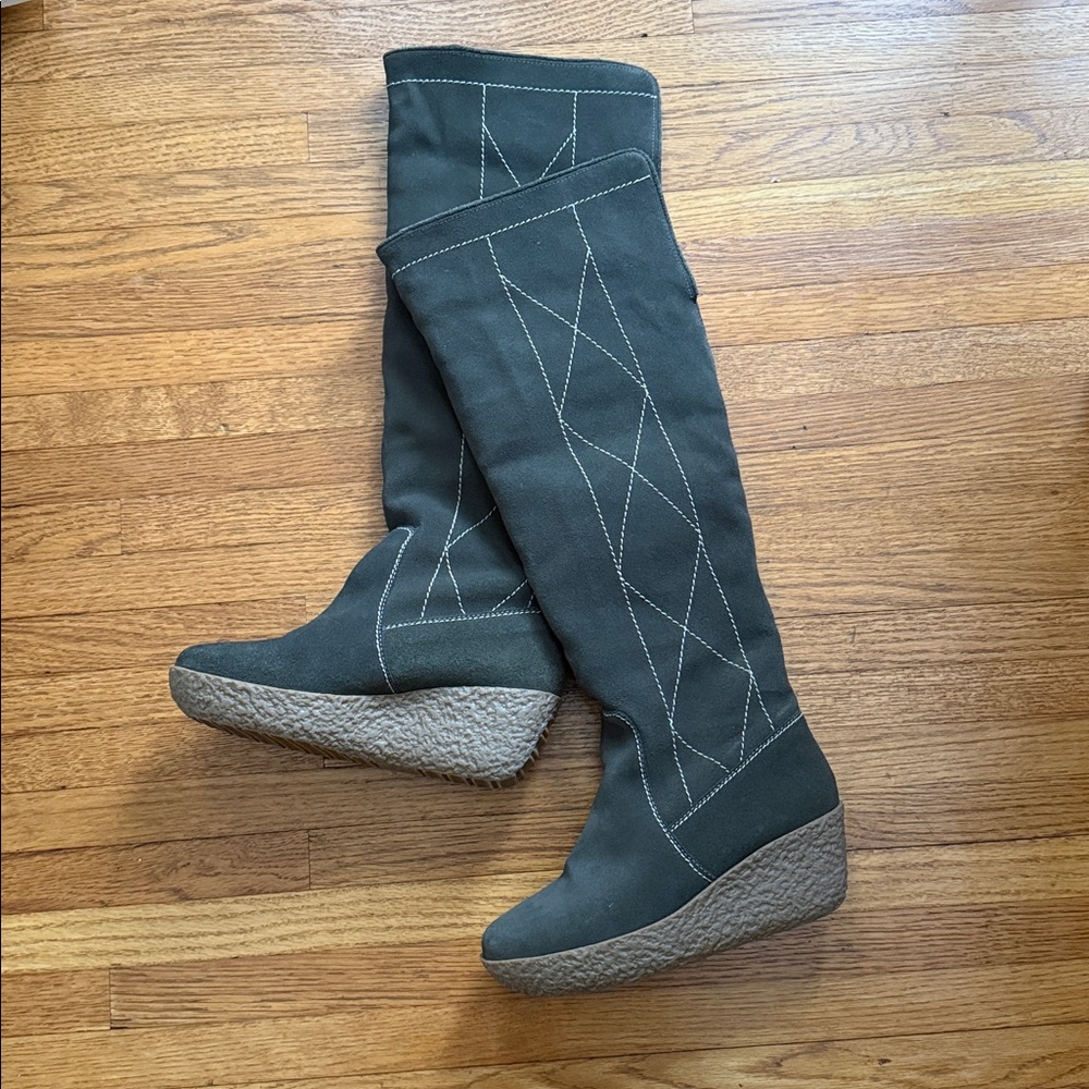 Oh Deer! Suede Leather Women's Boots Tall Fleece Lined Size 6M
